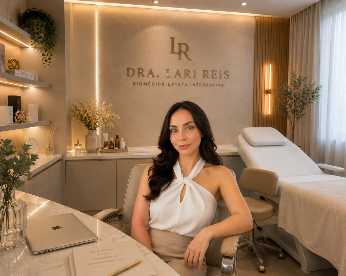 Dra. Lari Reis em ambiente de atendimento